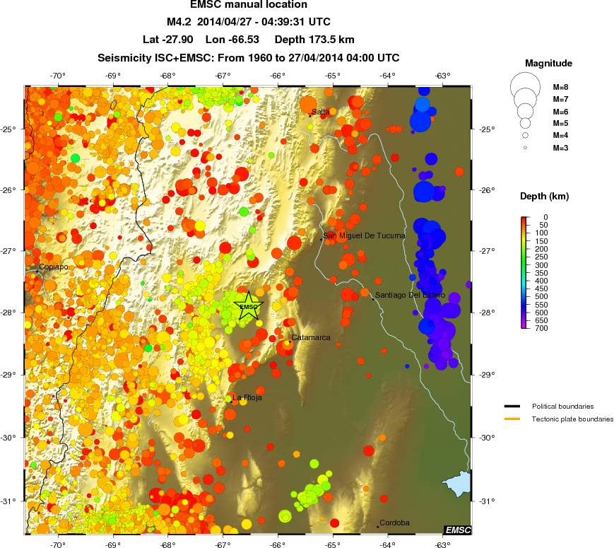 regional depth historical seismicity