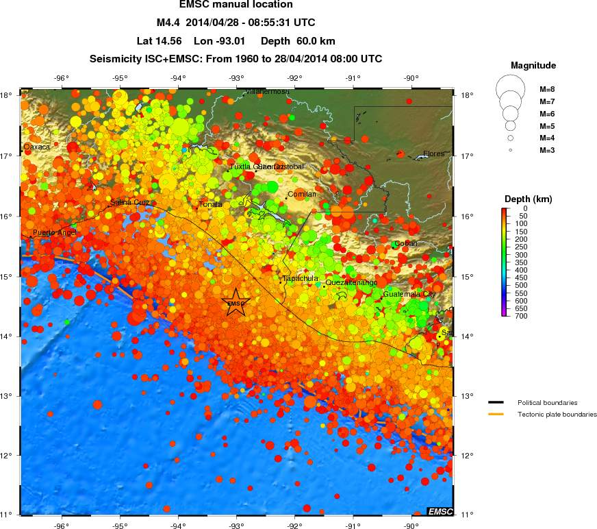 regional depth historical seismicity