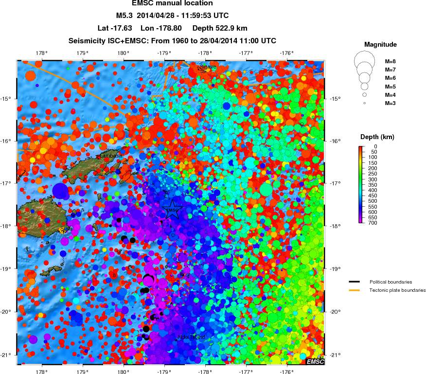 regional depth historical seismicity