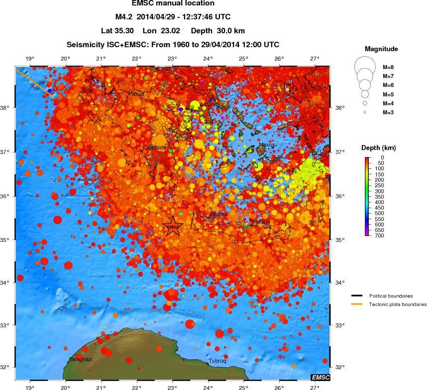regional depth historical seismicity