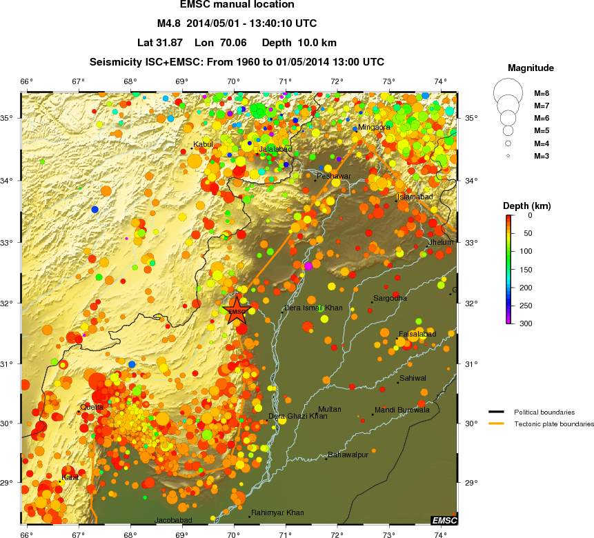 regional depth historical seismicity
