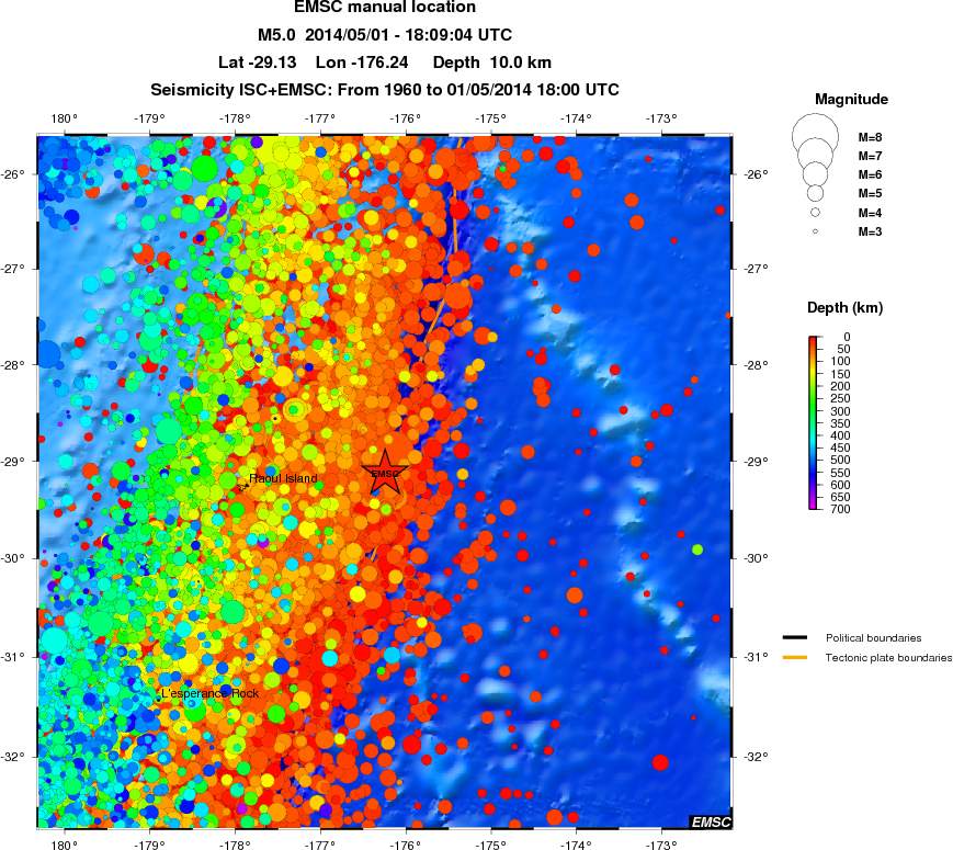 regional depth historical seismicity