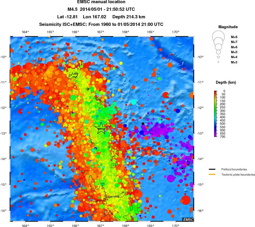 regional depth historical seismicity