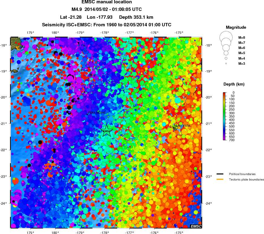 regional depth historical seismicity