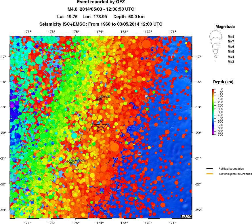 regional depth historical seismicity
