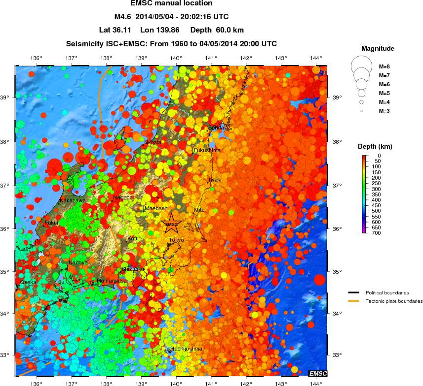 regional depth historical seismicity