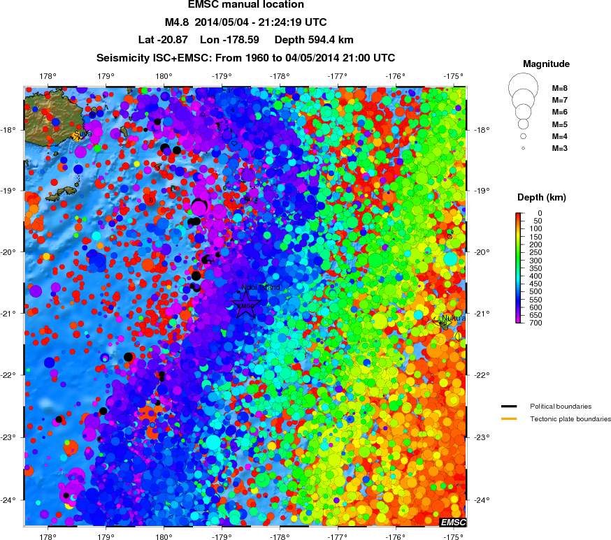 regional depth historical seismicity