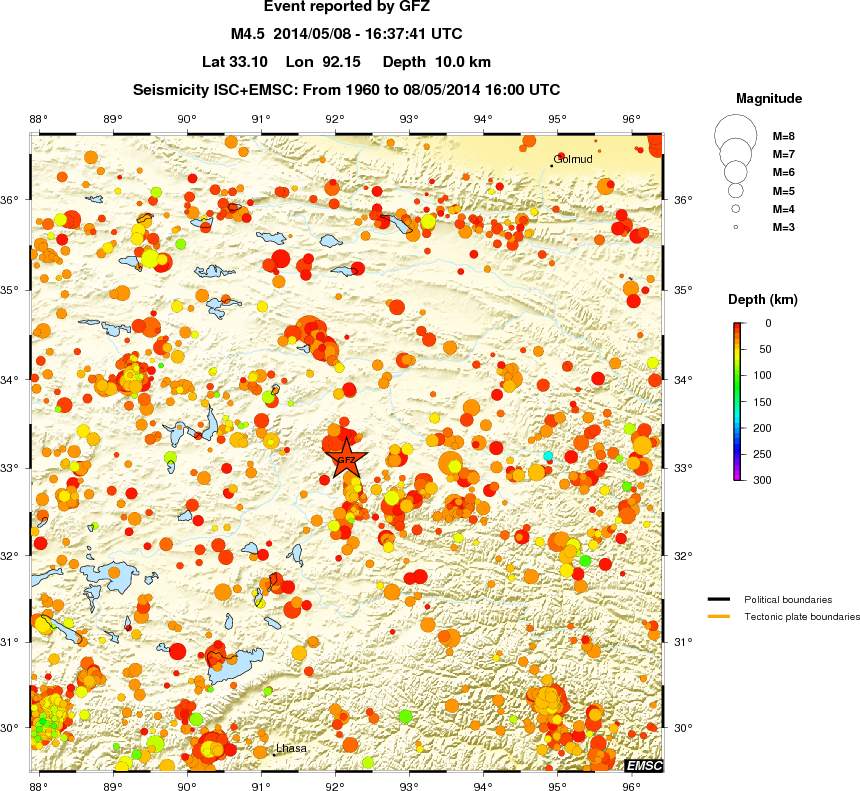 regional depth historical seismicity