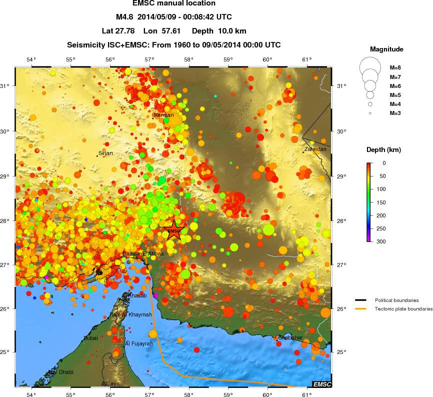 regional depth historical seismicity