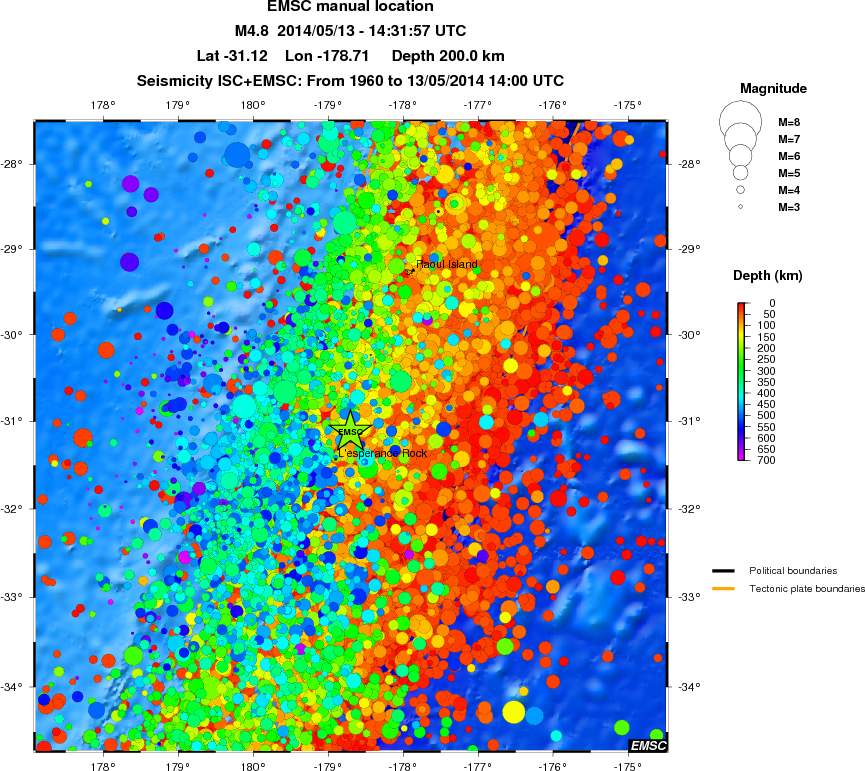 regional depth historical seismicity