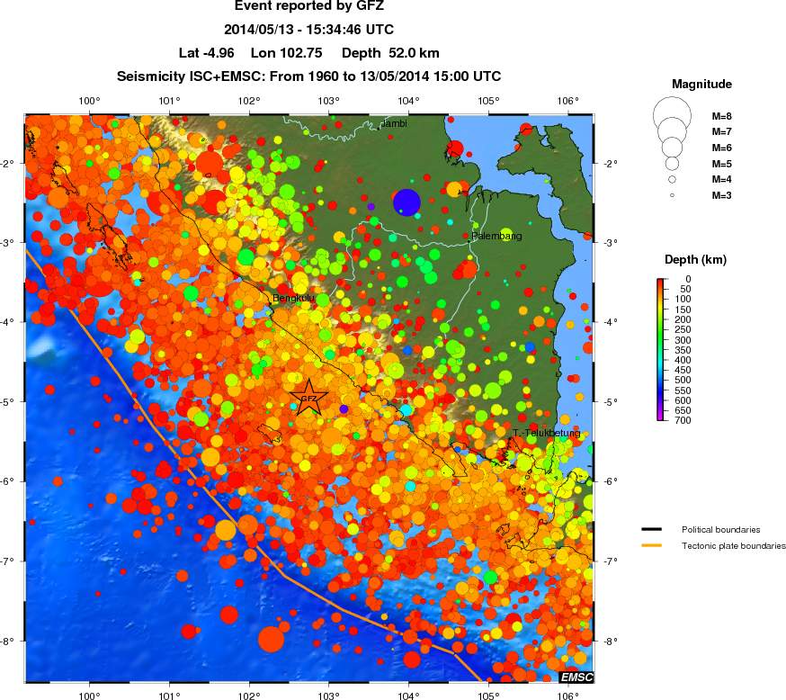 regional depth historical seismicity