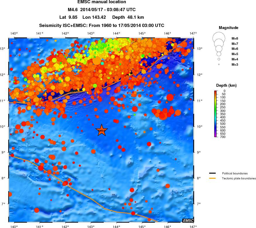 regional depth historical seismicity