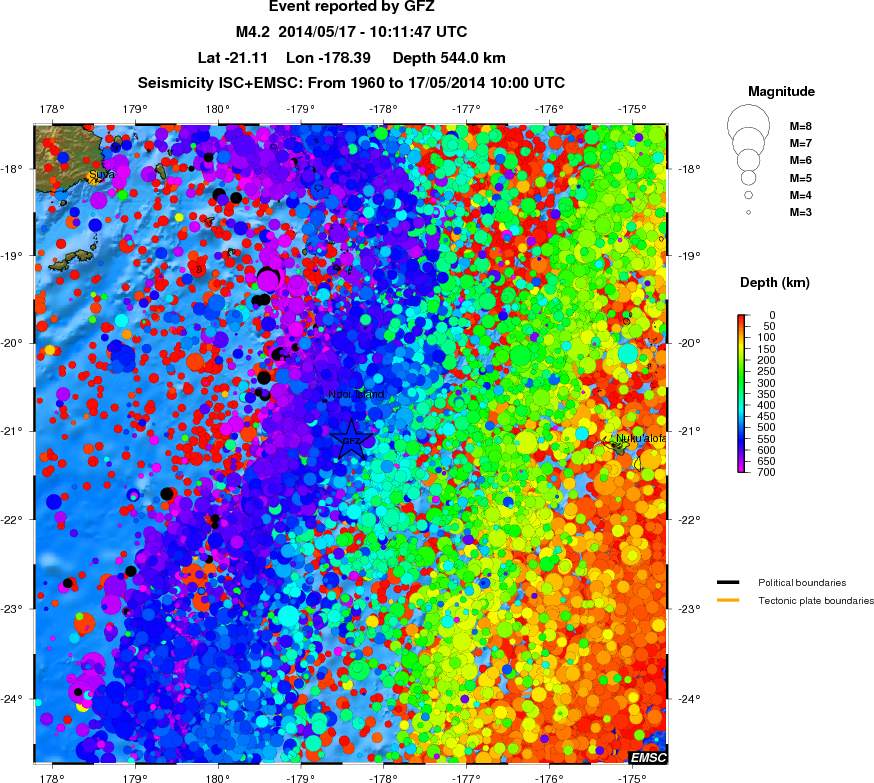 regional depth historical seismicity