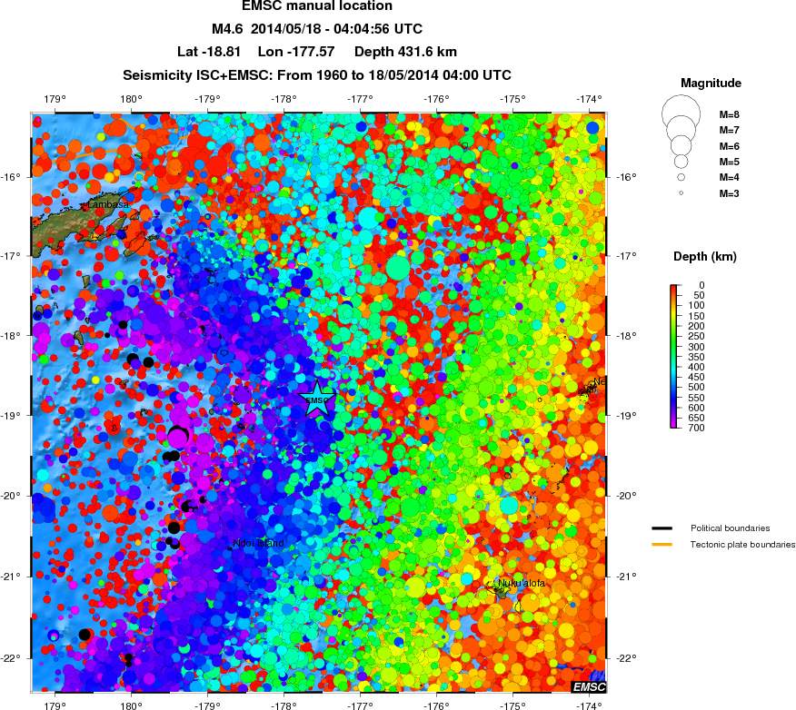 regional depth historical seismicity