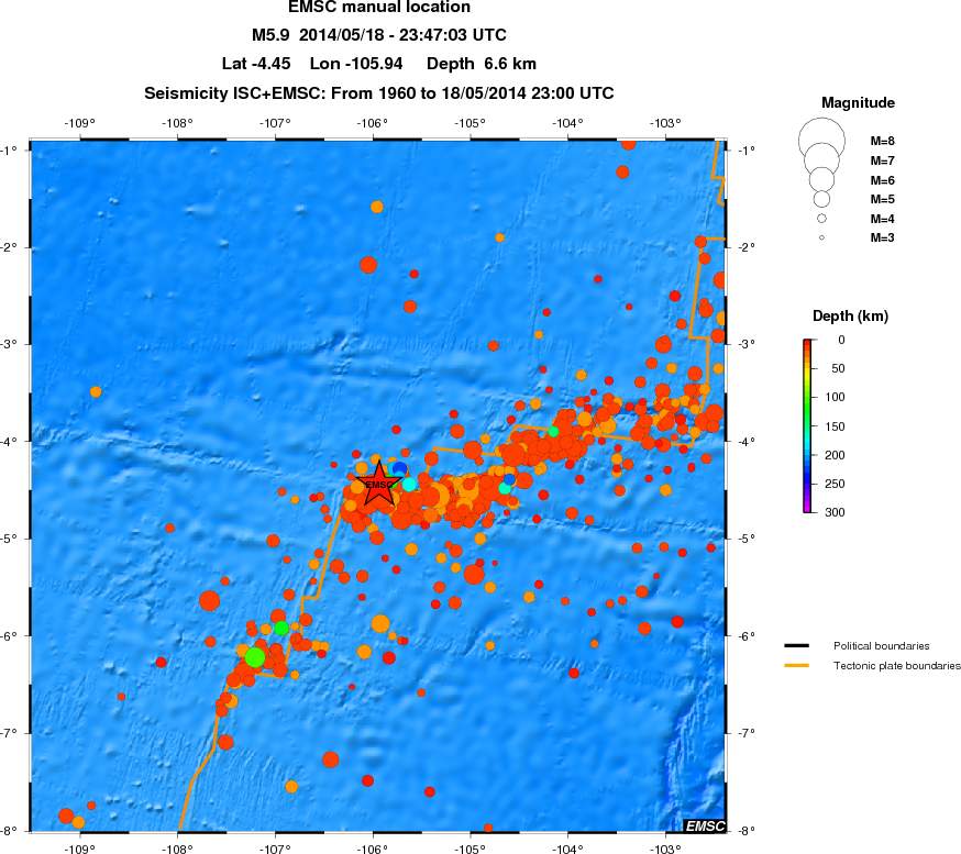 regional depth historical seismicity