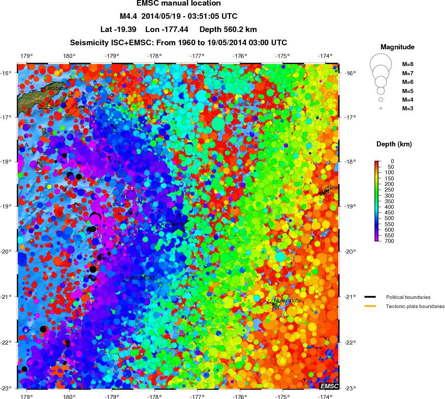 regional depth historical seismicity