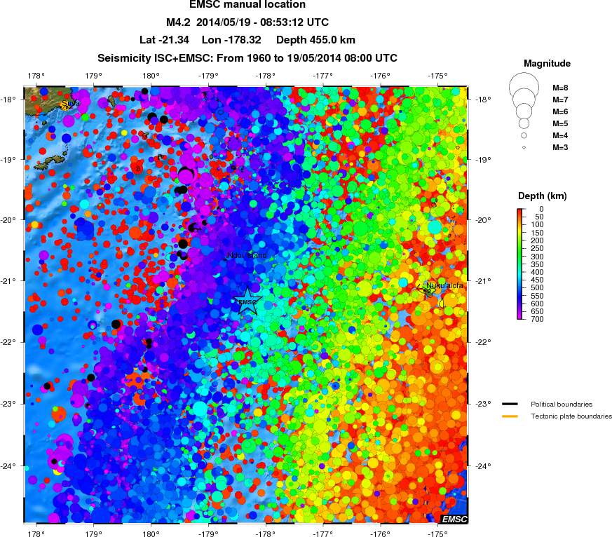 regional depth historical seismicity