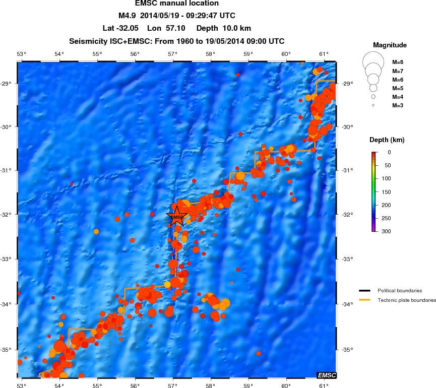 regional depth historical seismicity