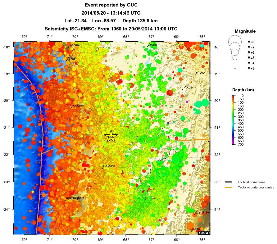 regional depth historical seismicity