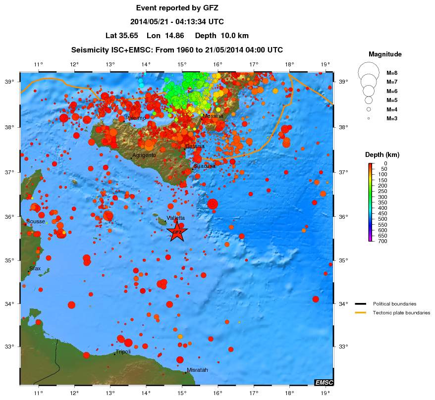 regional depth historical seismicity