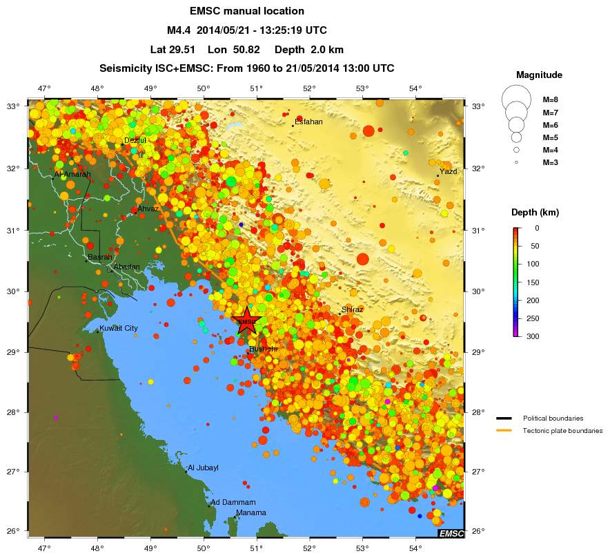 regional depth historical seismicity