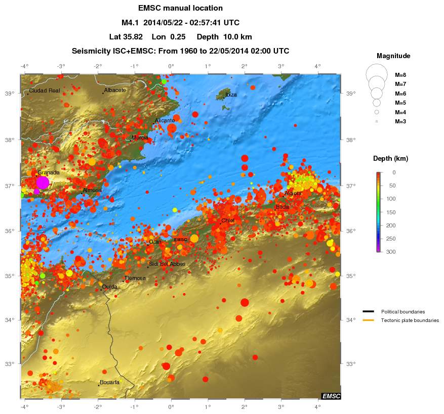 regional depth historical seismicity