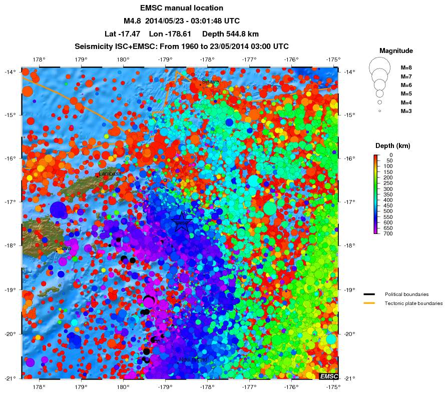 regional depth historical seismicity