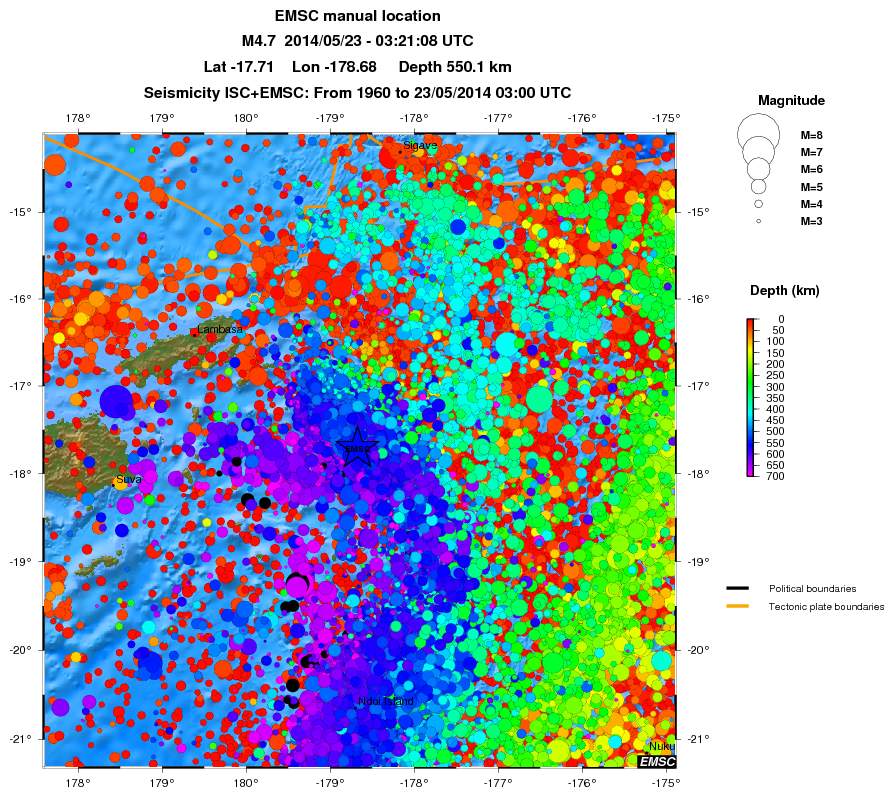regional depth historical seismicity
