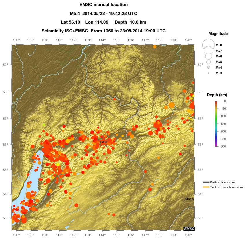 regional depth historical seismicity