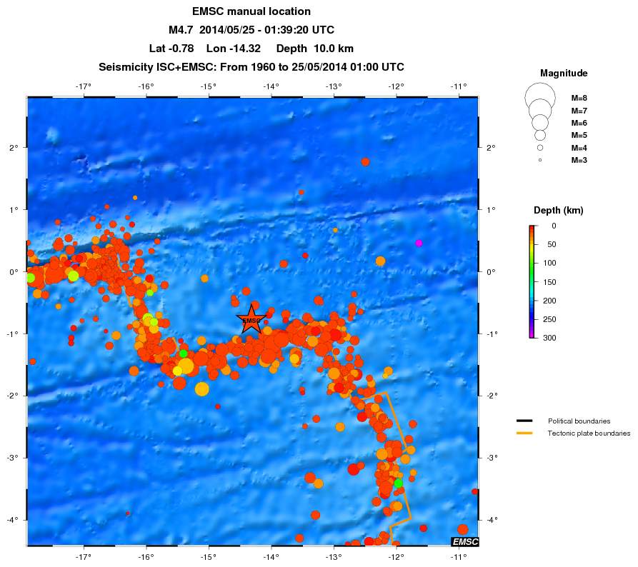 regional depth historical seismicity