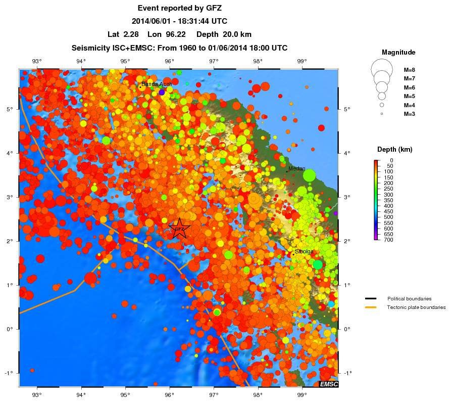 regional depth historical seismicity