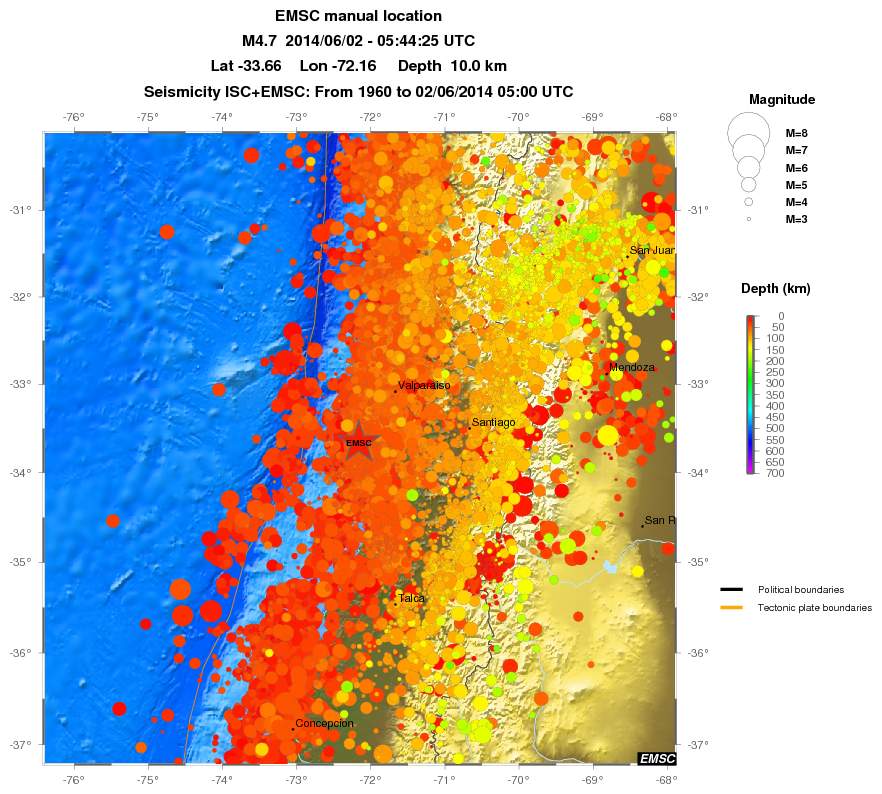 regional depth historical seismicity