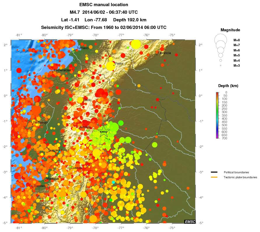 regional depth historical seismicity