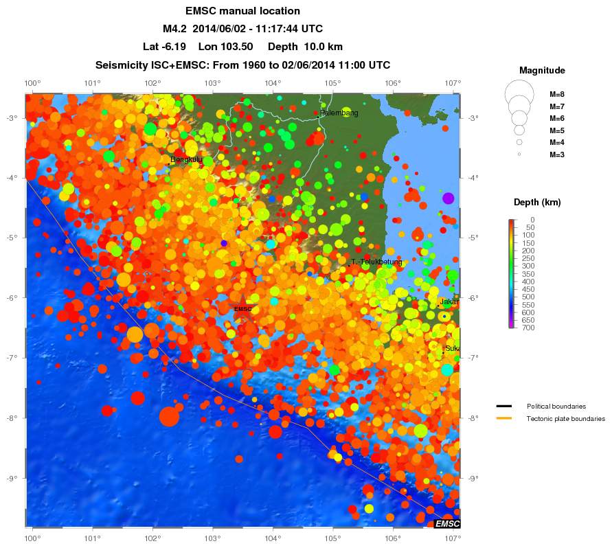 regional depth historical seismicity
