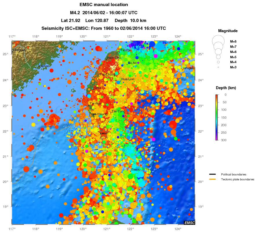 regional depth historical seismicity