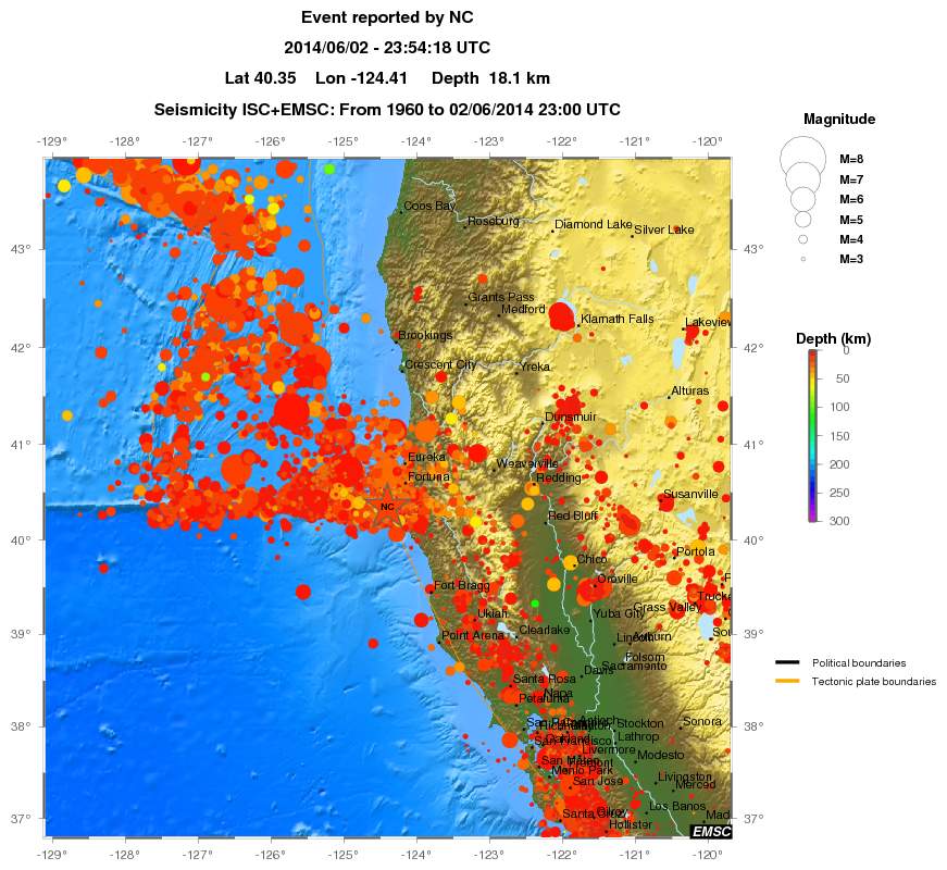 regional depth historical seismicity