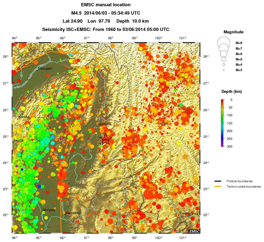 regional depth historical seismicity