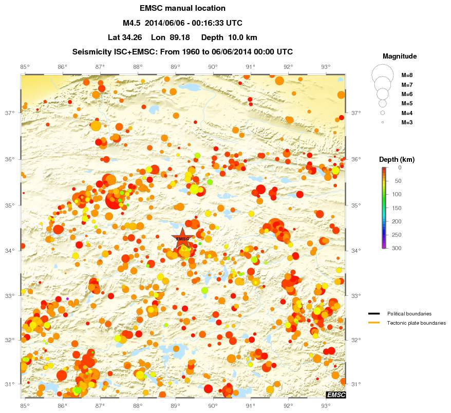 regional depth historical seismicity
