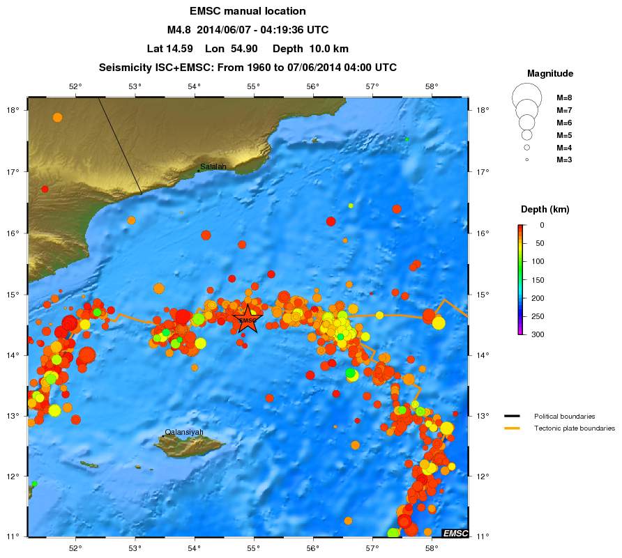 regional depth historical seismicity