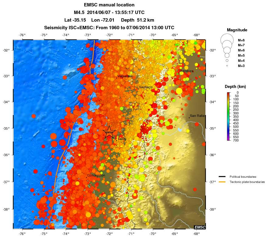 regional depth historical seismicity