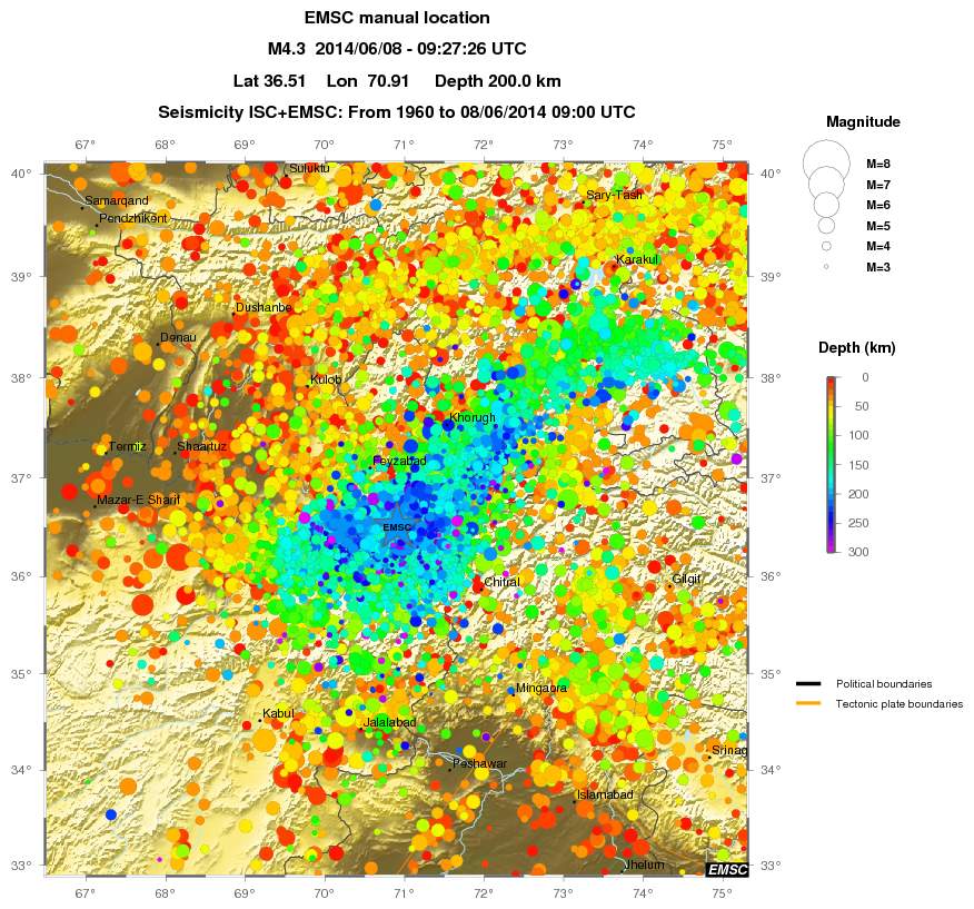 regional depth historical seismicity