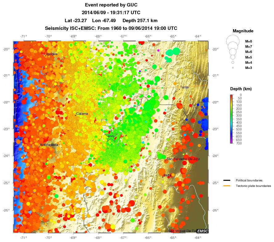 regional depth historical seismicity