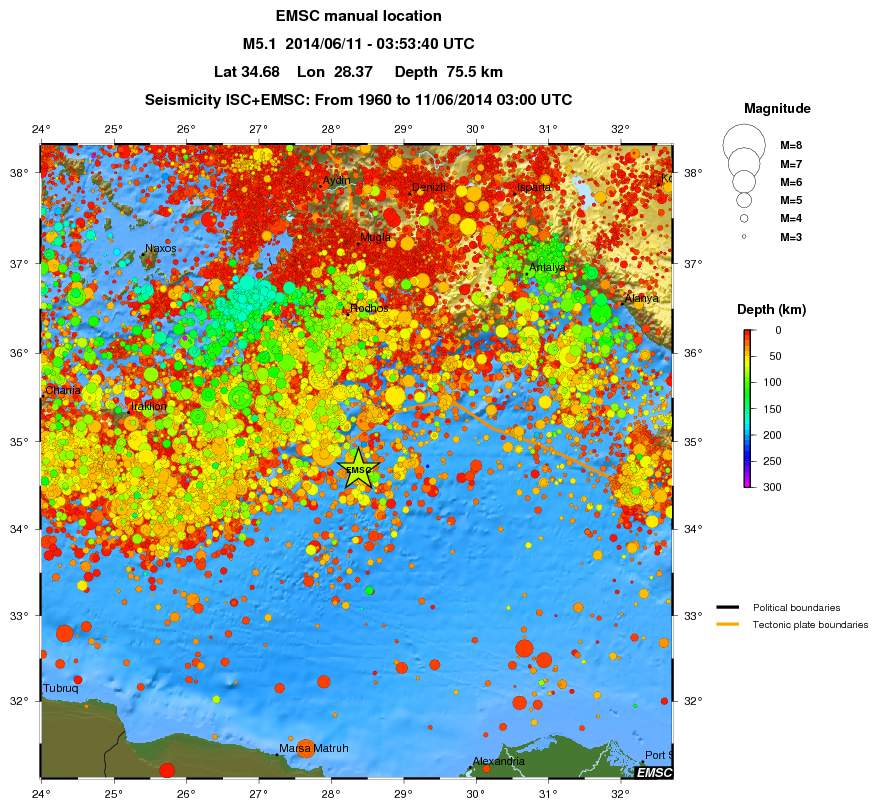 regional depth historical seismicity