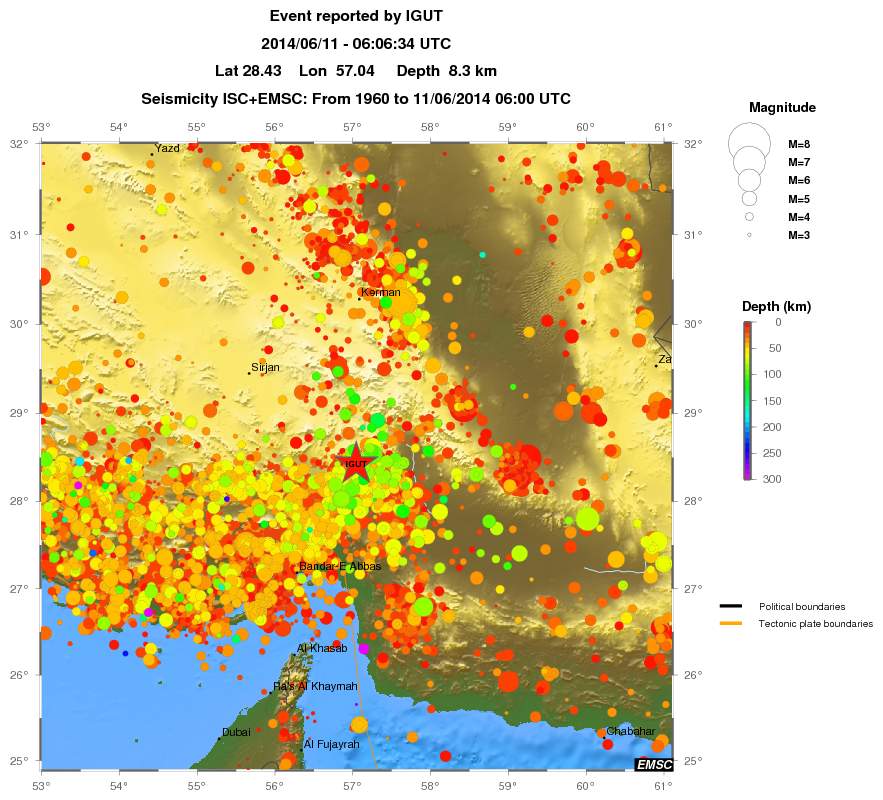 regional depth historical seismicity
