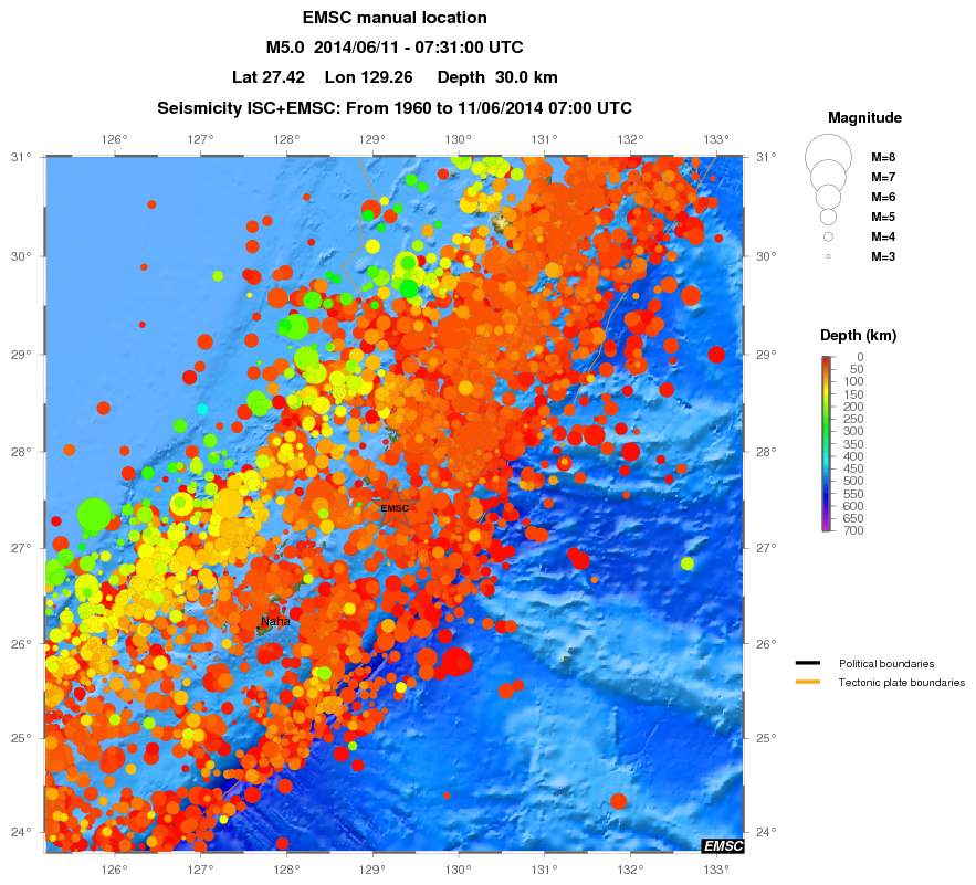 regional depth historical seismicity