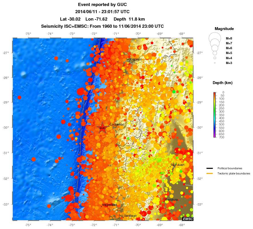 regional depth historical seismicity