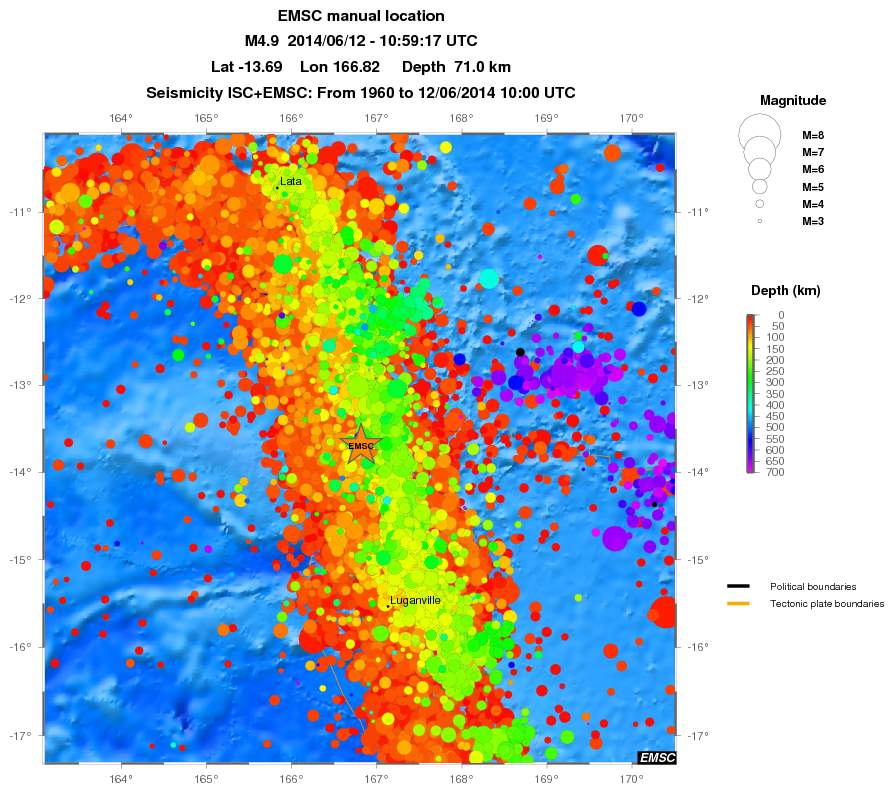 regional depth historical seismicity
