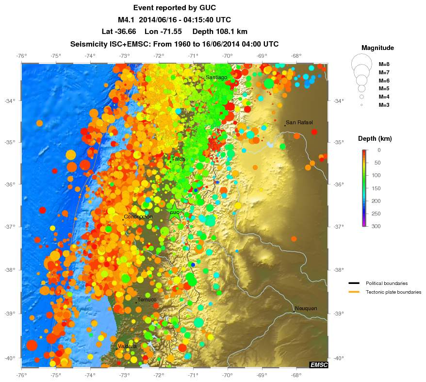 regional depth historical seismicity
