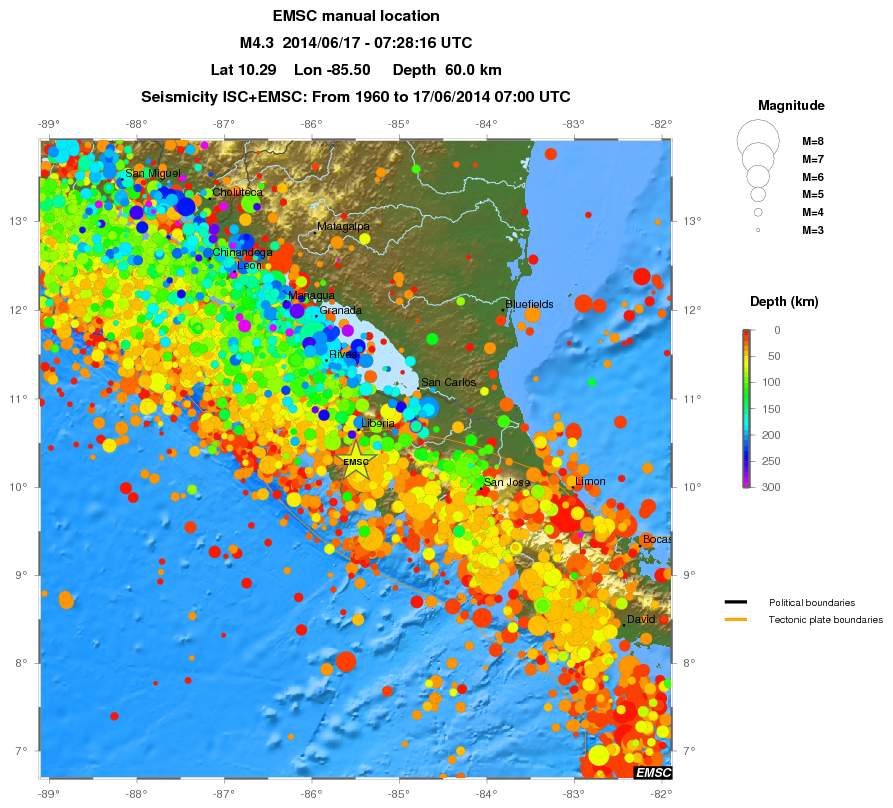 regional depth historical seismicity