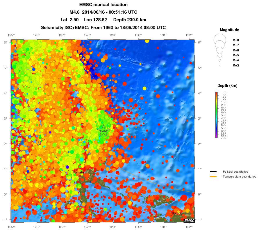 regional depth historical seismicity
